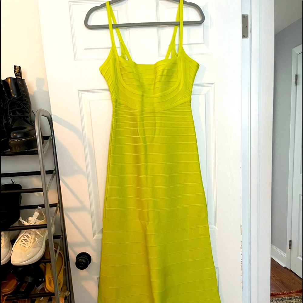 Herve Leger Lime Green Gown.